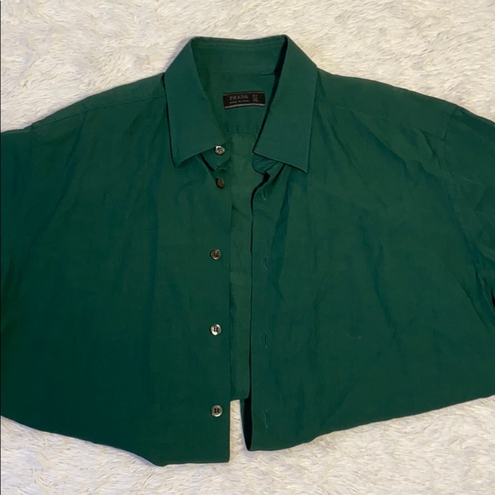 Dark Green Prada Button Up Gem